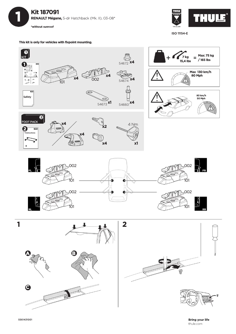 Página 1 del manual Manual de usuario Thule Kit 187091