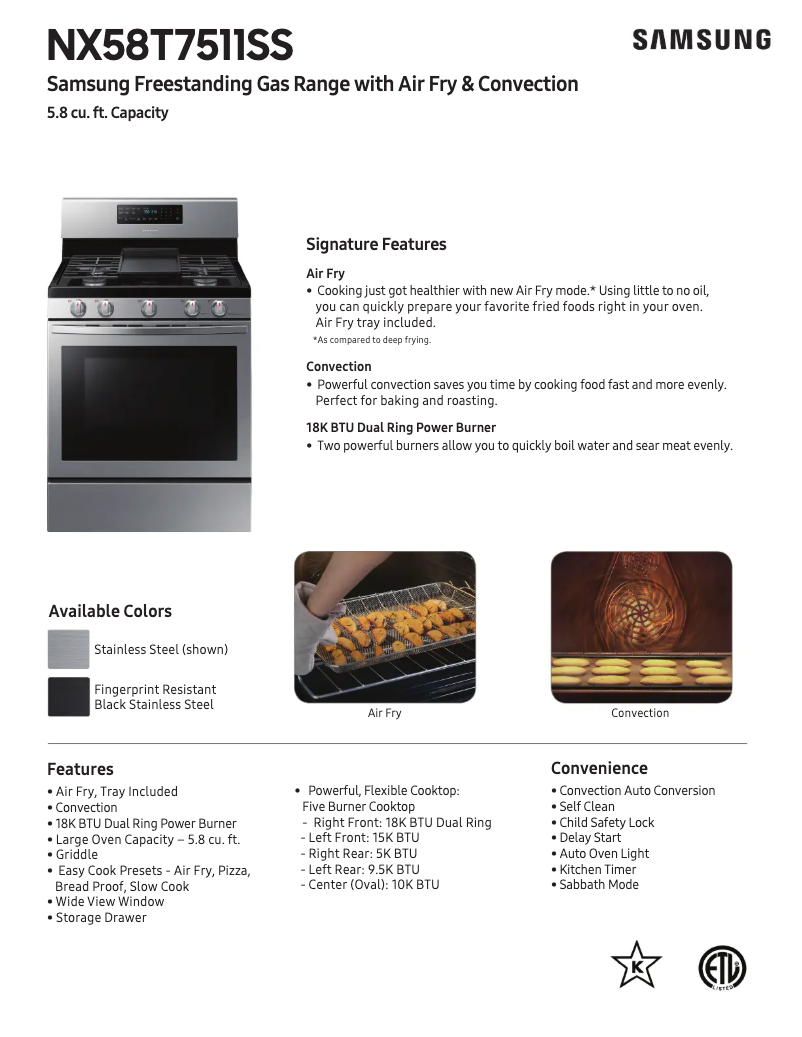 Image de la première page du manuel de l'appareil NX58T7511SG/AA