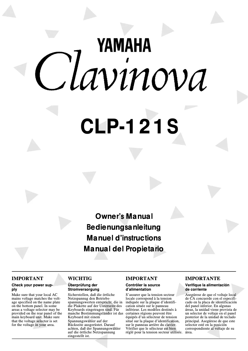 Page 1 de la notice Manuel utilisateur Yamaha Clavinova CLP-121S