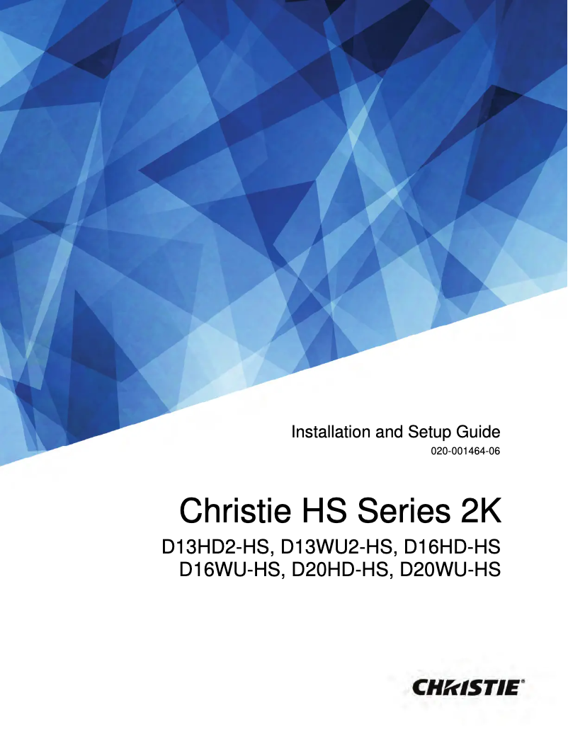 Page n°1 - Guide d'installation Christie D20WU-HS