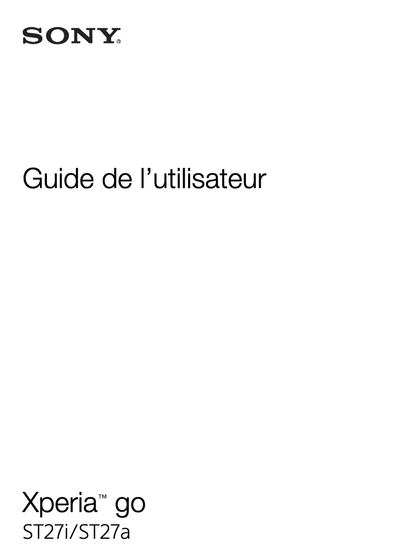 Image de la première page du manuel de l'appareil Xperia Go