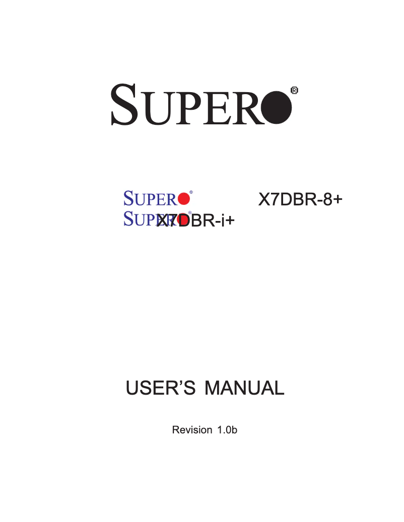 Page n°1 - Manuel utilisateur Supermicro X7DBR-i+