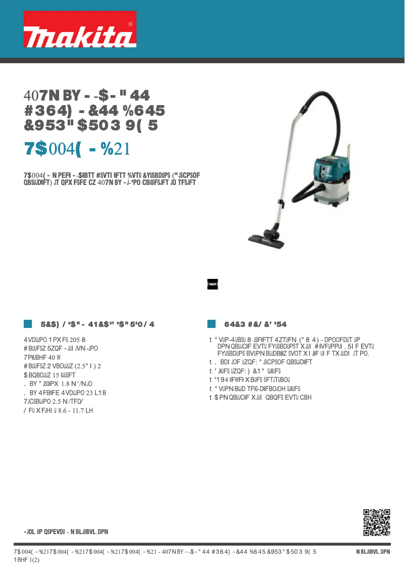 Page 1 de la notice Fiche technique Makita VC004GLD21