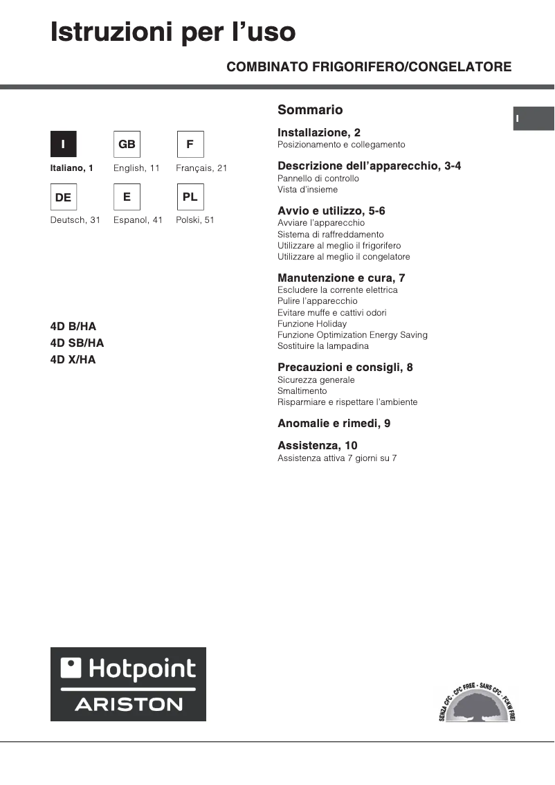Page n°1 - Manuel utilisateur Hotpoint Ariston 4D SB