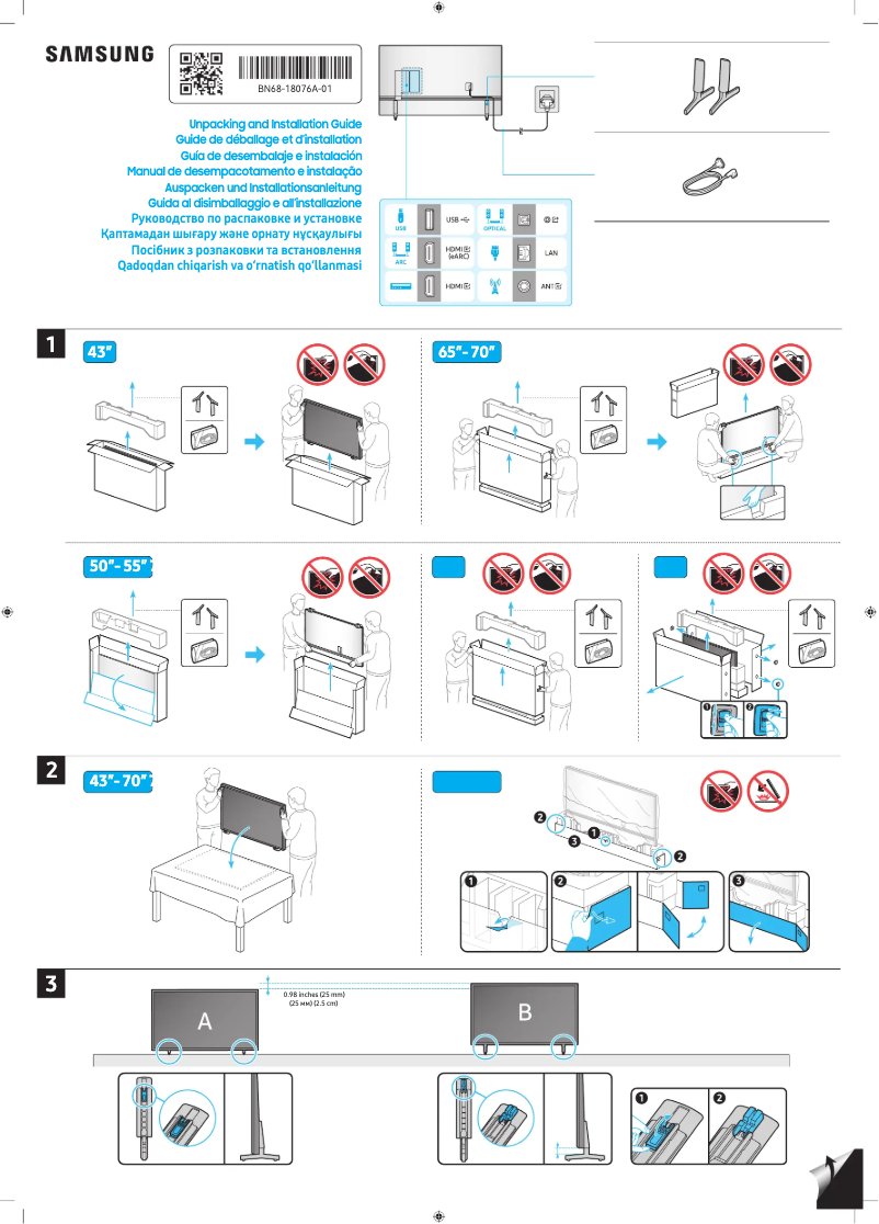 Page 1 de la notice Guide d'installation Samsung UE50DU8072U
