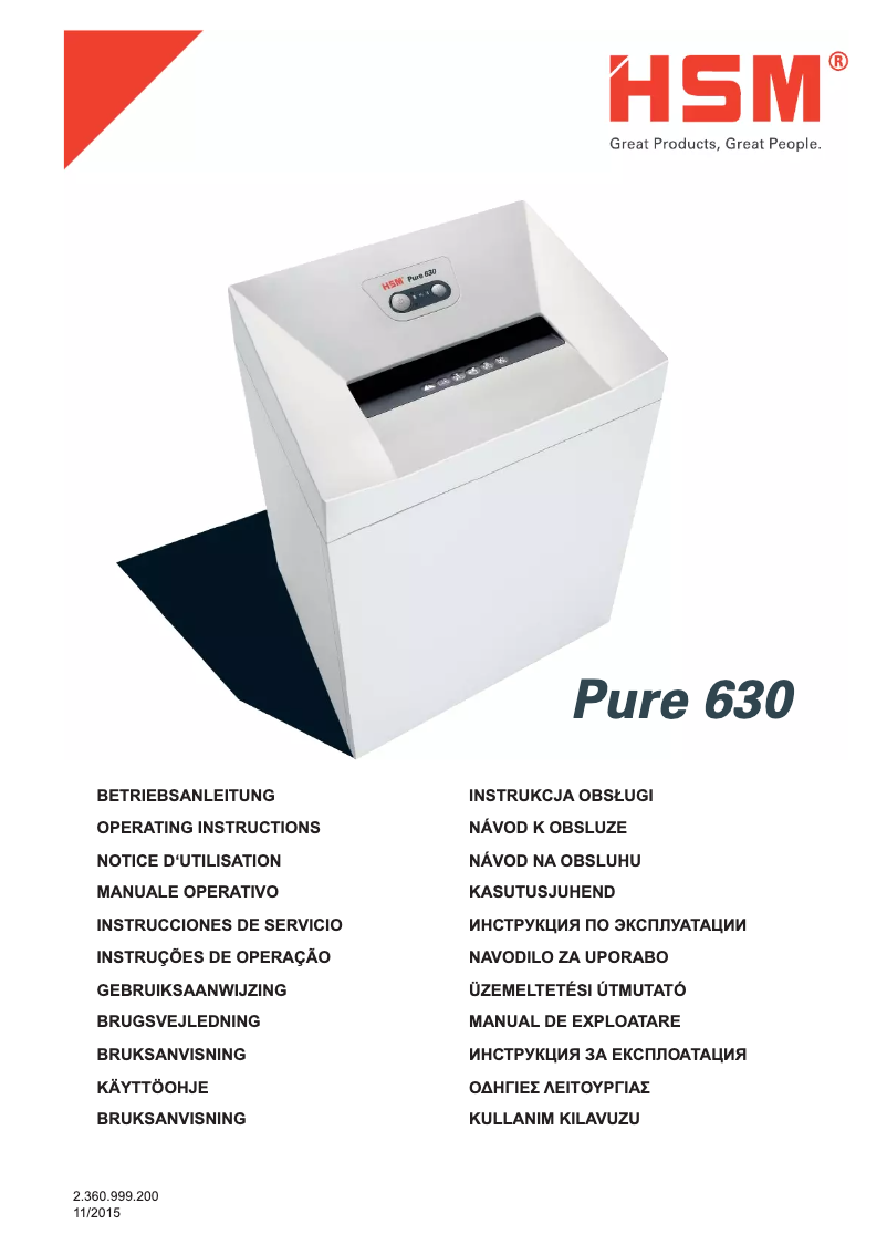 Page n°1 - Manuel utilisateur HSM Pure 630C