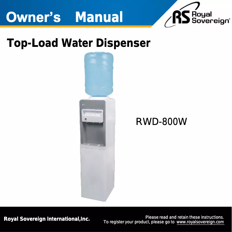 Page n°1 - Manuel utilisateur Royal Sovereign RWD-800W