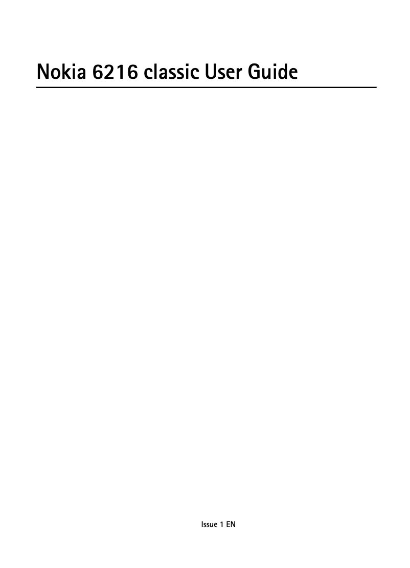 Page 1 de la notice Manuel utilisateur Nokia 6216 Classic