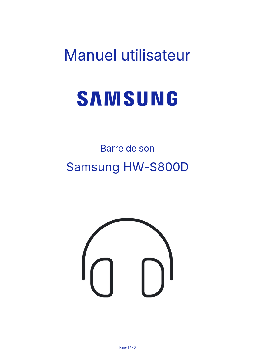 Image de la première page du manuel de l'appareil HW-S800D