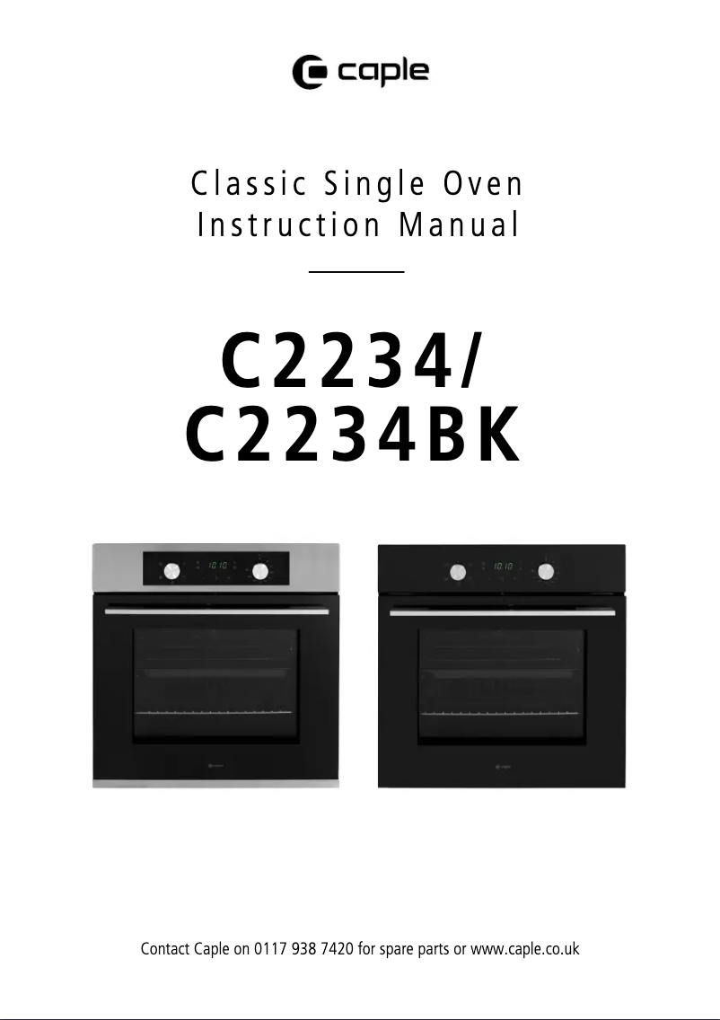 Page 1 de la notice Manuel utilisateur Caple C2234BK