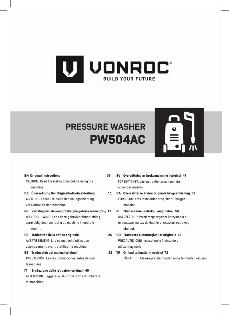 Page n°1 - Manuel utilisateur Vonroc PW504AC