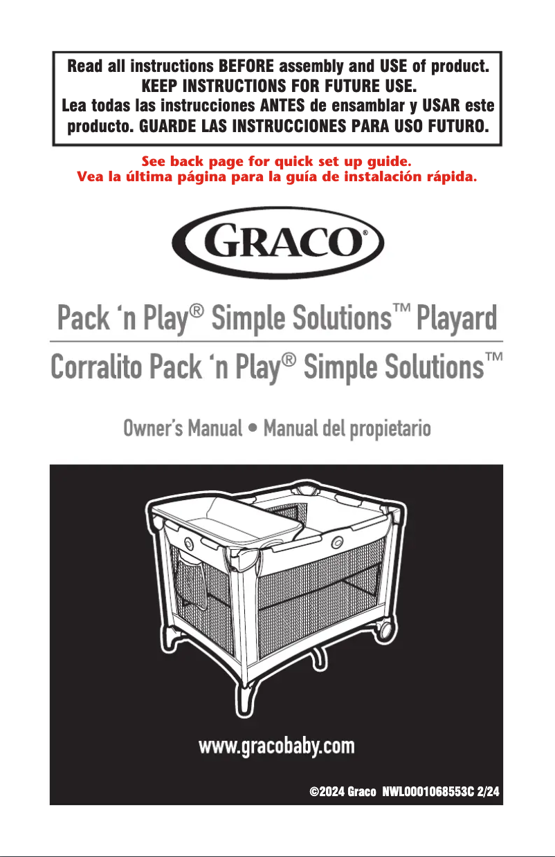 Page 1 de la notice Guide de démarrage rapide Graco Pack 'n Play Simple Solutions