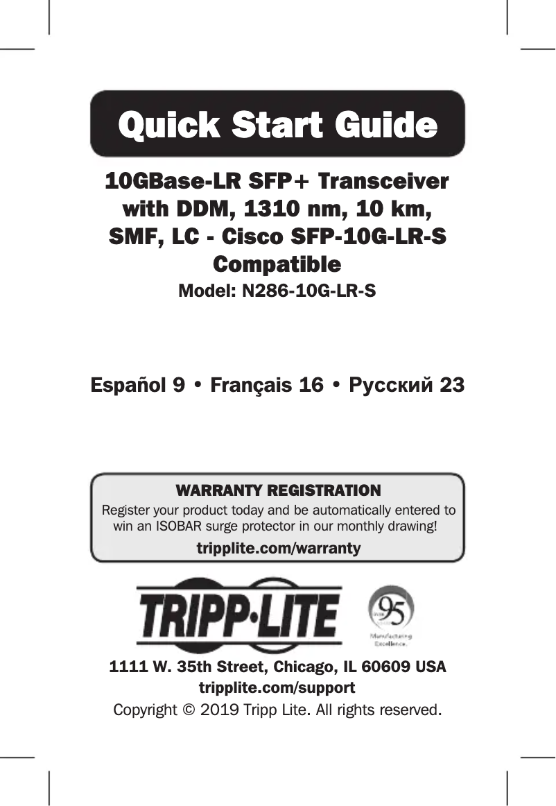 Page n°1 - Manuel utilisateur Tripp Lite N286-10G-LR-S