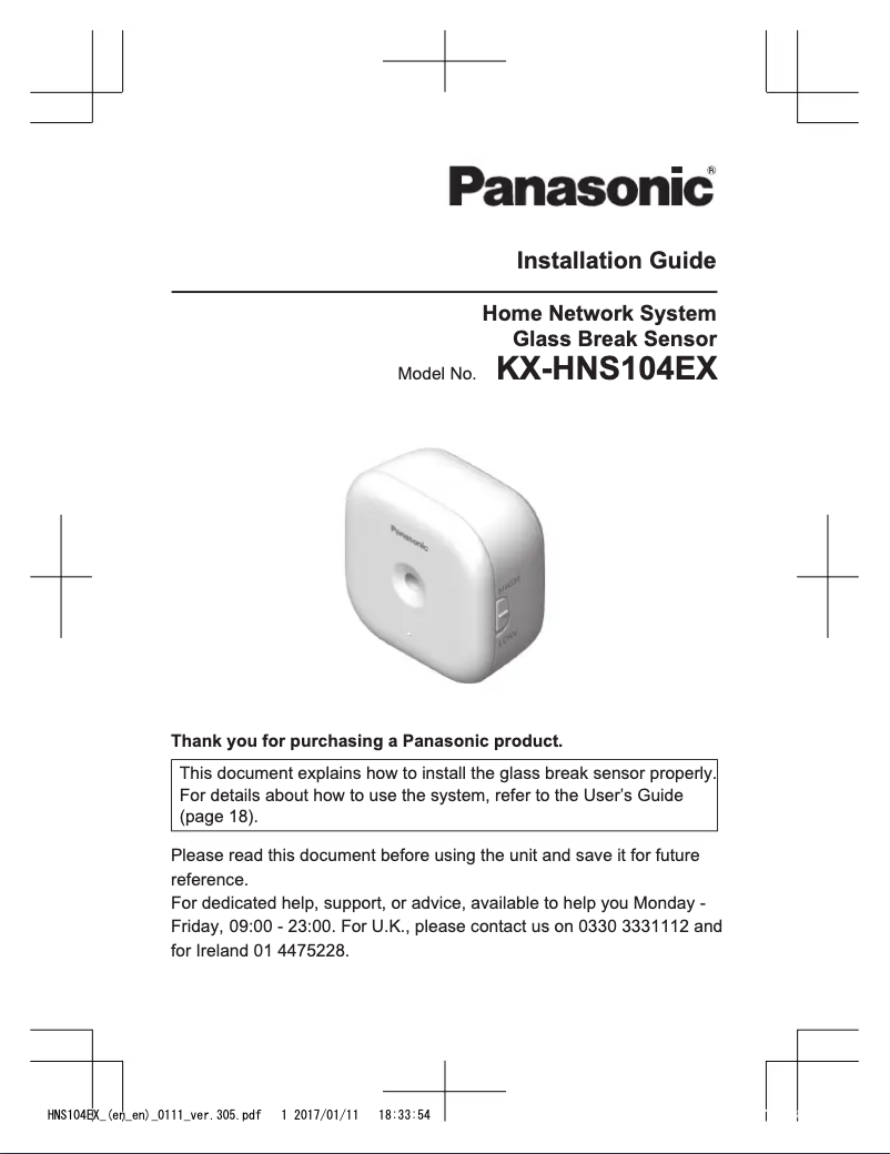 Page 1 de la notice Manuel utilisateur Panasonic KX-HNS104EX