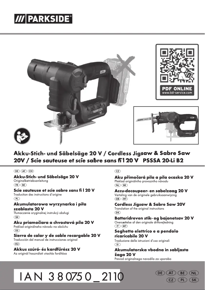 Image de la première page du manuel de l'appareil PSSSA 20-Li B2