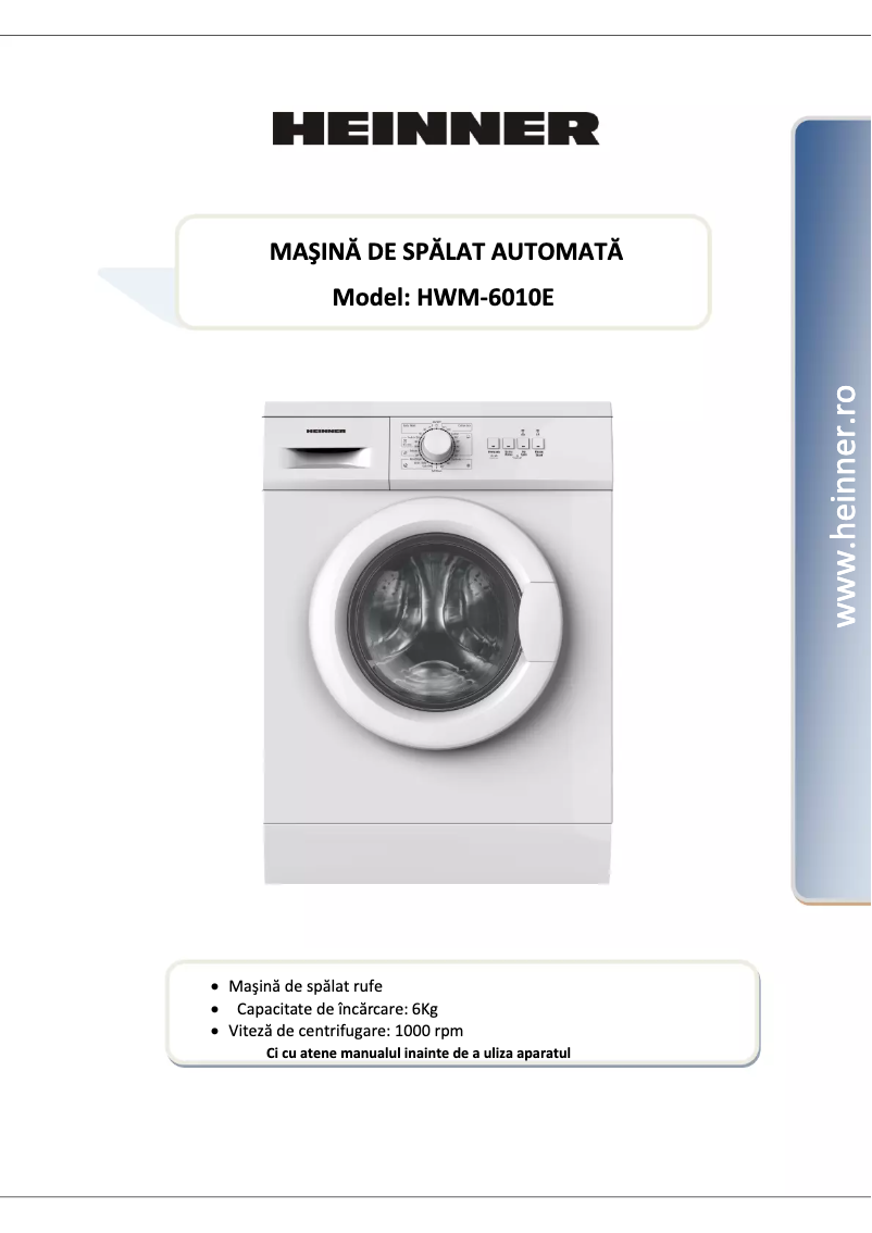 Page 1 de la notice Manuel utilisateur Heinner HWM-6010E