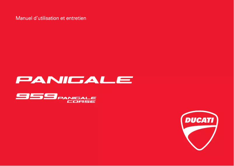 Image de la première page du manuel de l'appareil 959 Panigale Corse (2018)