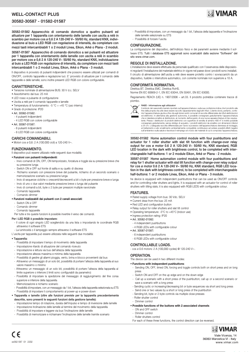 Page n°1 - Instructions / montage Vimar 30582