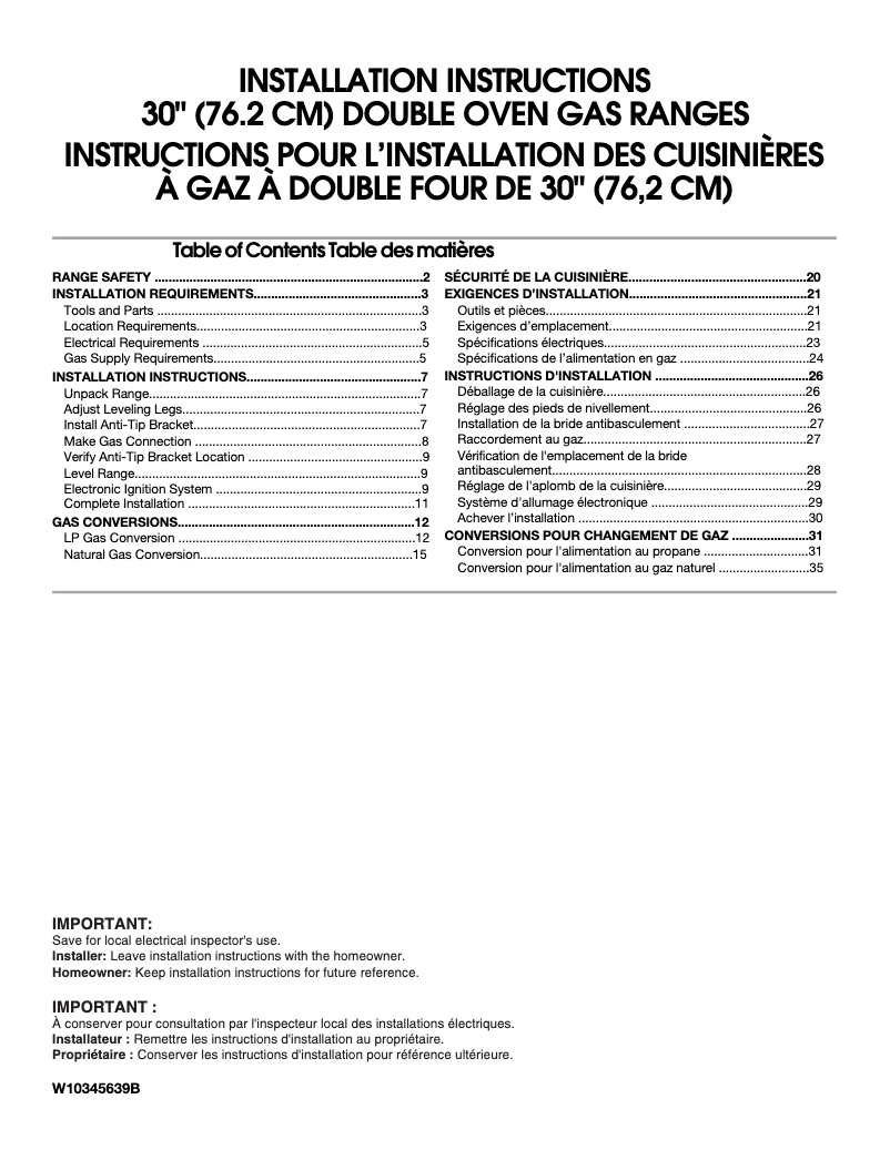 Page n°1 - Guide d'installation KitchenAid Architect KGRS505X