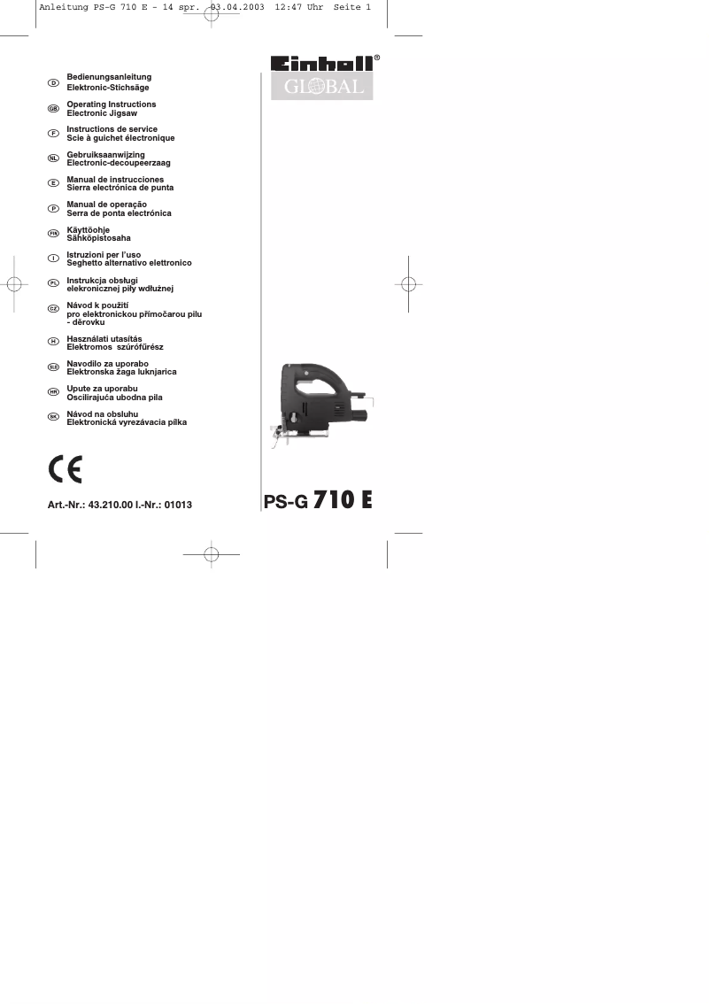 Page n°1 - Manuel utilisateur Global PS-G 710 E