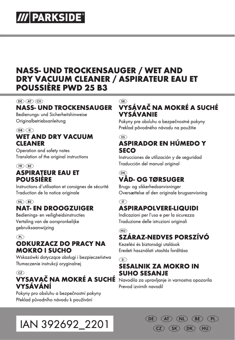 Page n°1 - Manuel utilisateur Parkside PWD 25 B3
