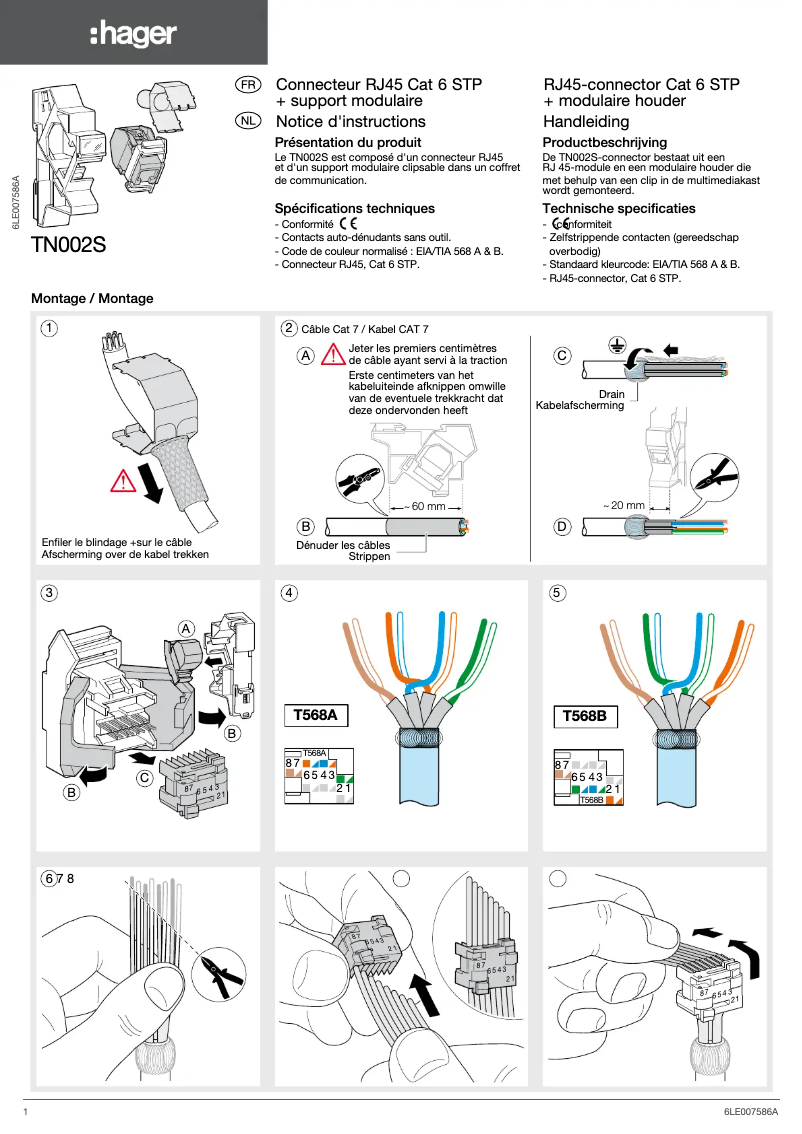 Page n°1 - Guide d'installation Hager TN002S