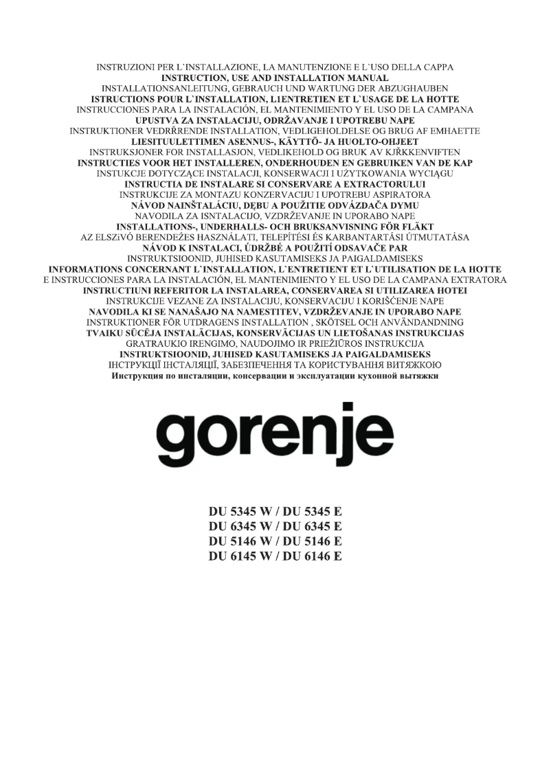 Page 1 de la notice Manuel utilisateur Gorenje DU5146E