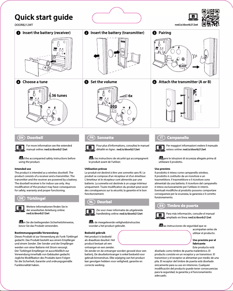 Page n°1 - Manuel utilisateur Nedis DOORB212WT