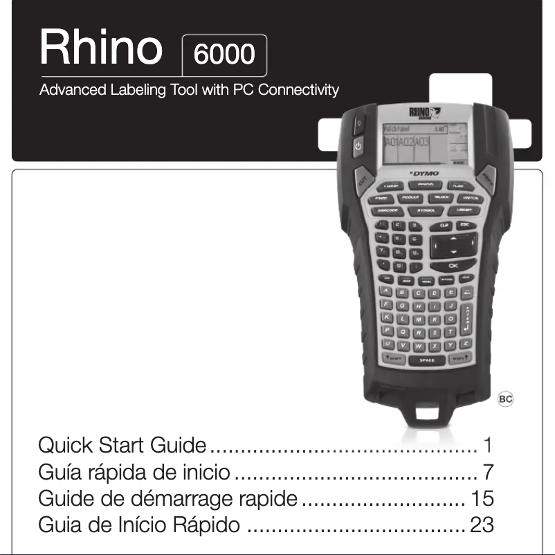 Page 1 de la notice Guide de démarrage rapide Dymo Rhino 6000