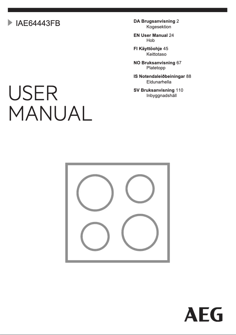 Page 1 de la notice Manuel utilisateur AEG IAE64443FB