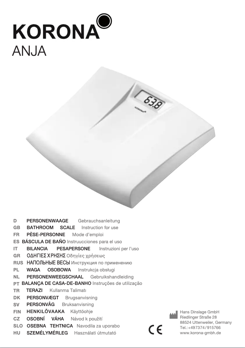 Page n°1 - Manuel utilisateur Korona Anja