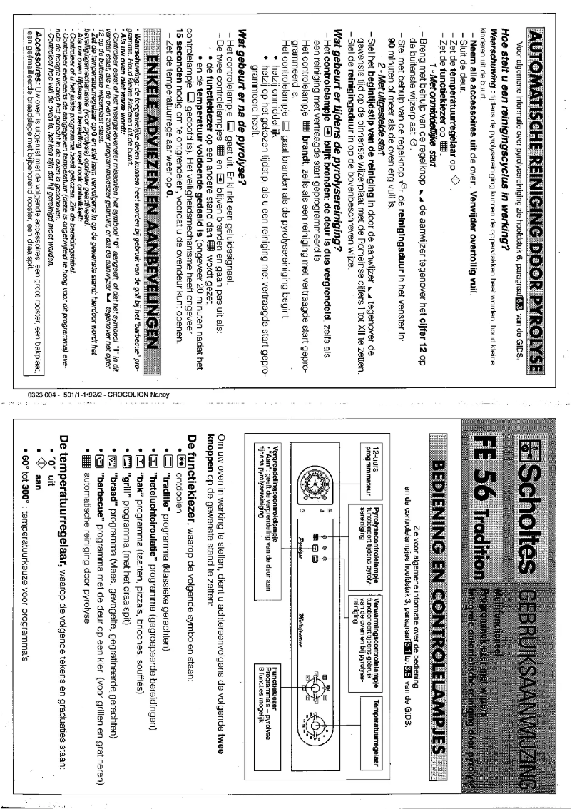 Page 1 de la notice Manuel utilisateur Scholtès FE 56