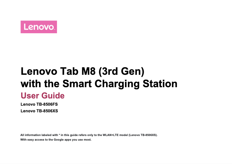 Image de la première page du manuel de l'appareil Smart Tab M8 (3rd Gen)