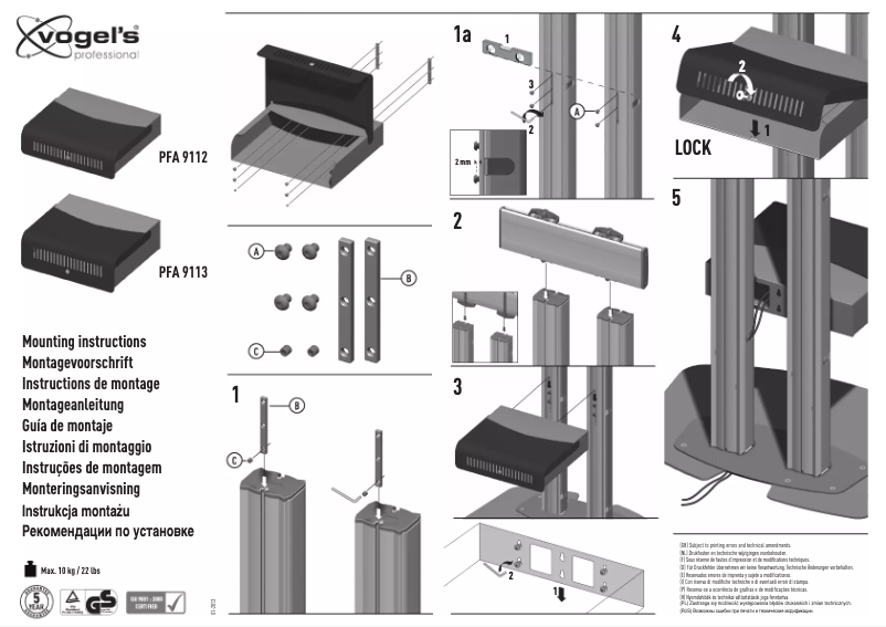 Page n°1 - Manuel utilisateur Vogel's PFA 9113