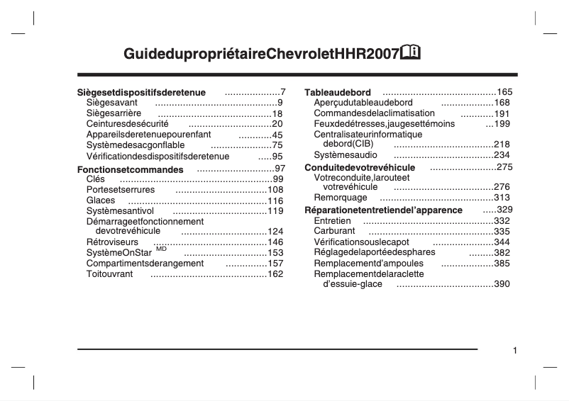 Image de la première page du manuel de l'appareil HHR (2007)