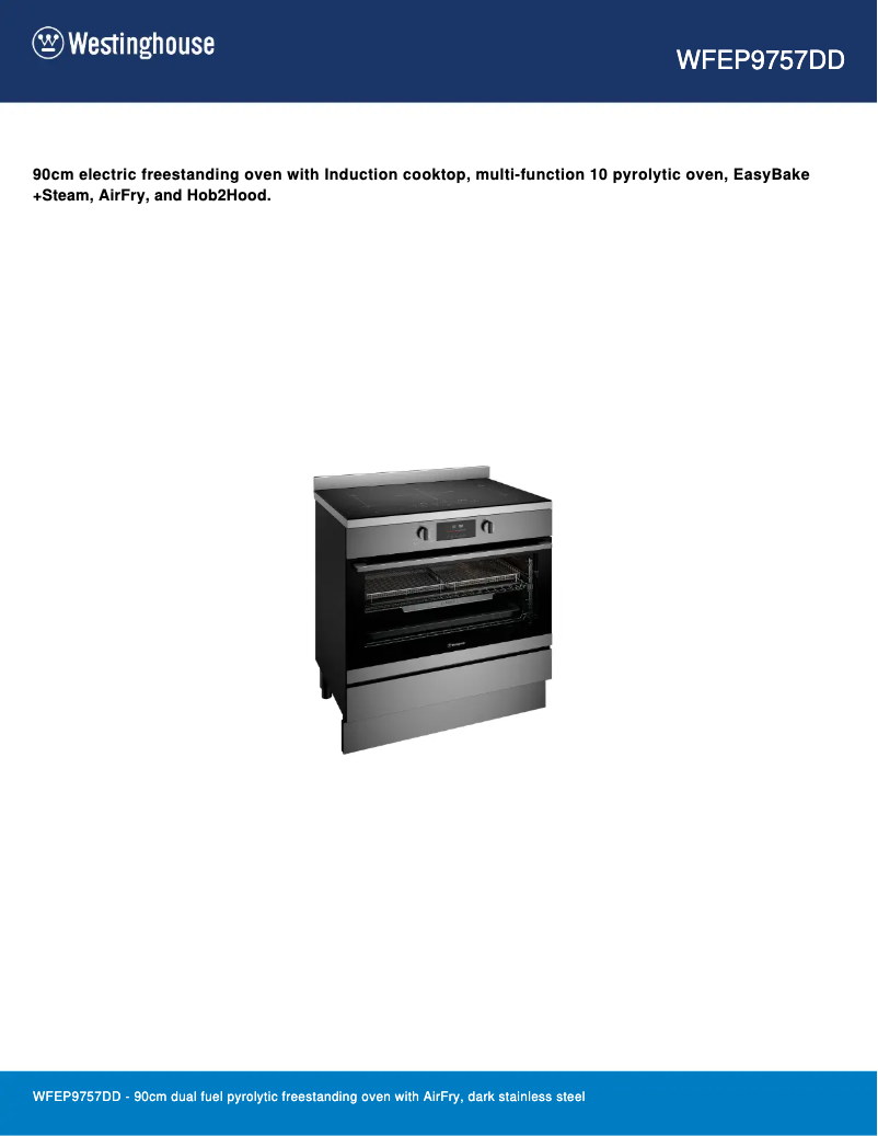 Page 1 de la notice Fiche technique Westinghouse WFEP9757DD