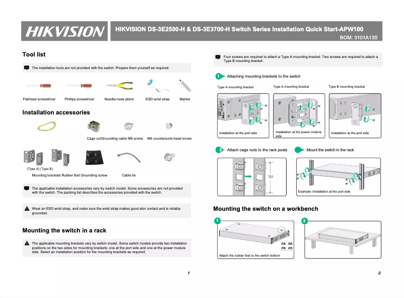 Page 1 de la notice Manuel utilisateur Hikvision DS-3E3728-H