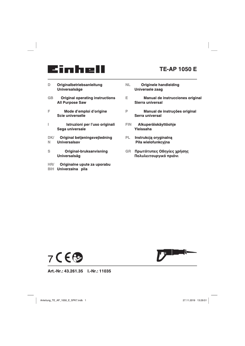 Image de la première page du manuel de l'appareil TE-AP 1050 E