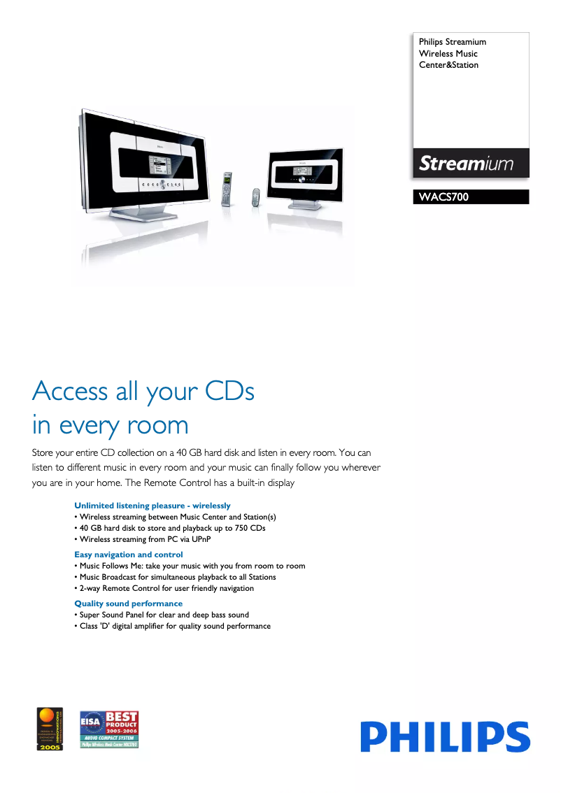 Página 1 del manual Folleto Philips WACS700