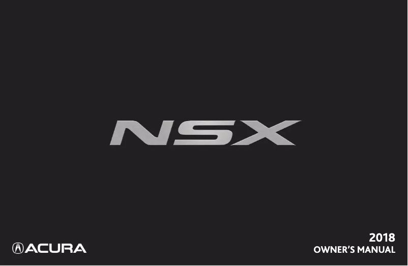Page 1 de la notice Manuel utilisateur Acura NSX (2018)