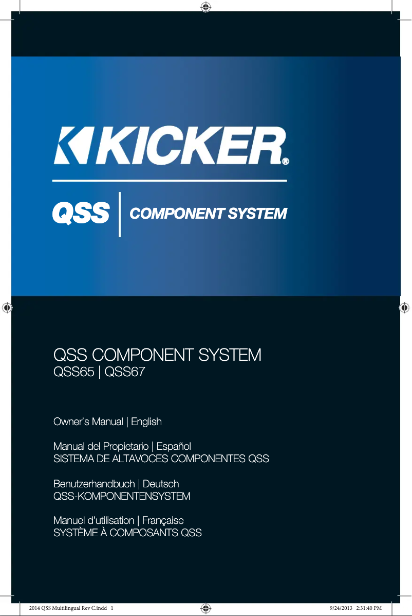 Page 1 de la notice Manuel utilisateur Kicker Q-Class 41QSS654