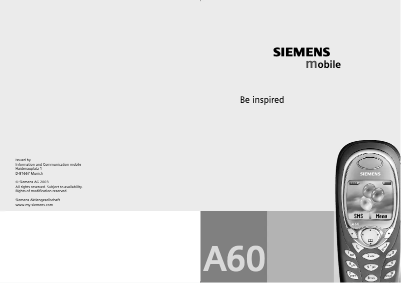 Page 1 de la notice Manuel utilisateur Siemens A60