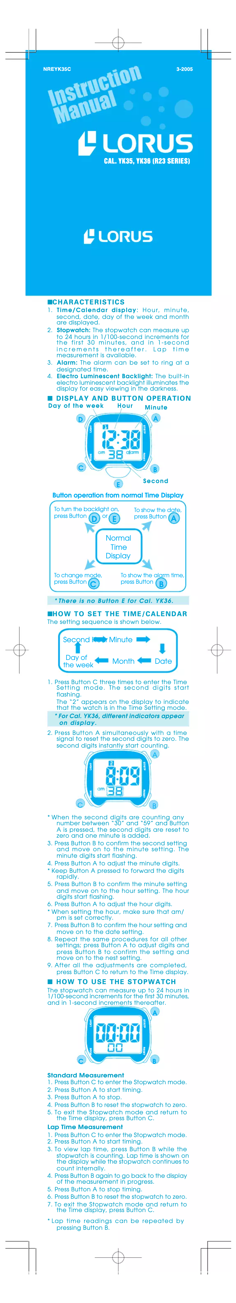 Image de la première page du manuel de l'appareil YK36