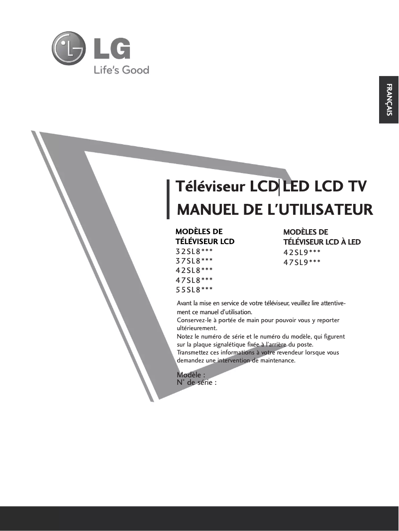 Page 1 de la notice Manuel utilisateur LG 55SL8500