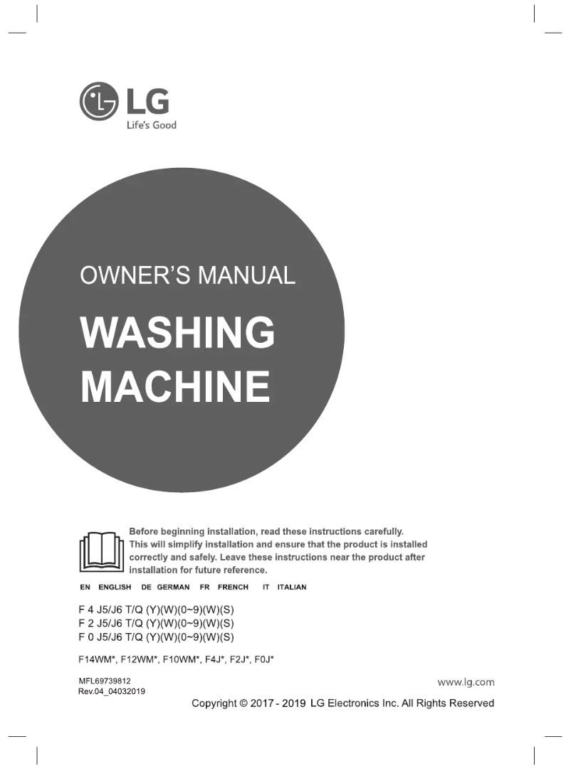 Page n°1 - Manuel utilisateur LG F14WM8TS1
