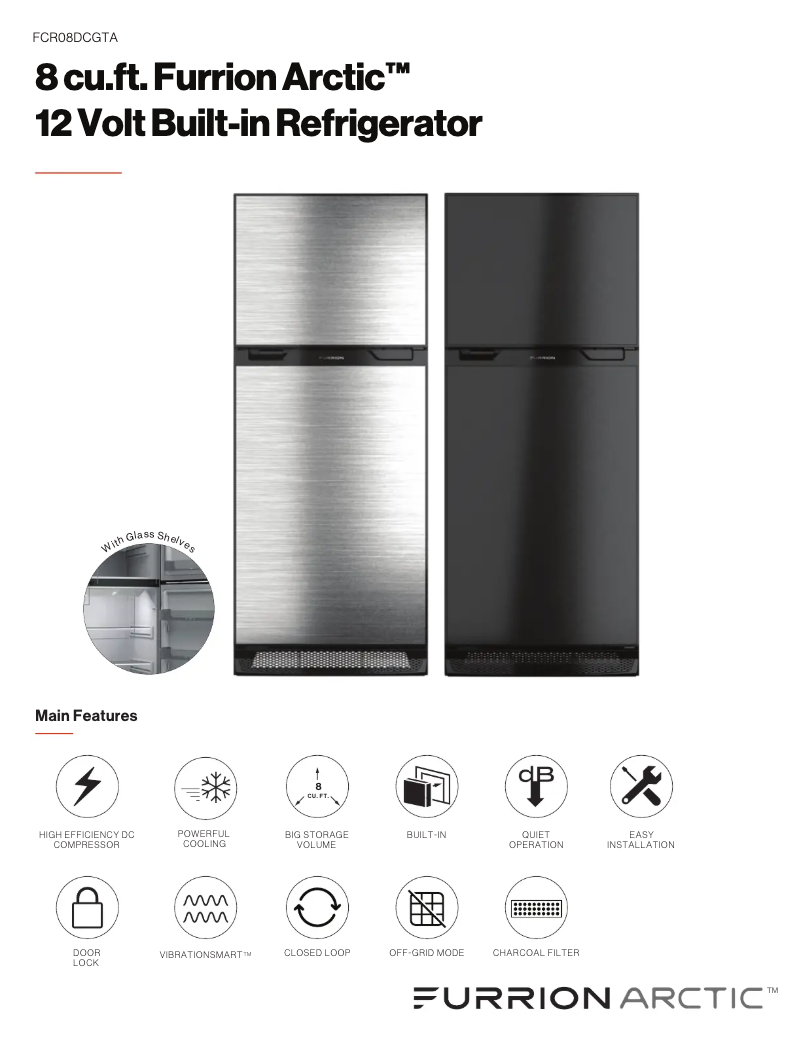 Page 1 de la notice Manuel utilisateur Furrion FCR08DCGTA-BR-BM-EM