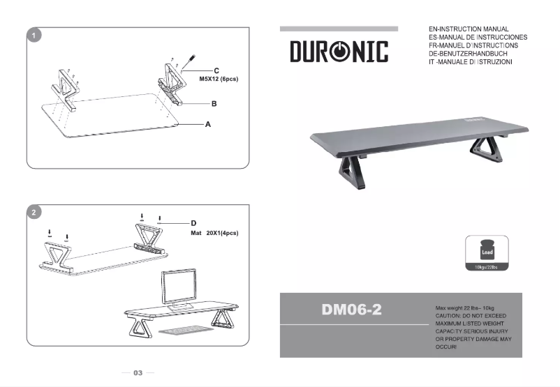 Page 1 de la notice Manuel utilisateur Duronic DM06-2 BK