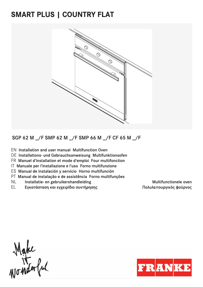 Page 1 de la notice Manuel utilisateur Franke SGP 62 M SH/F Smart Plus
