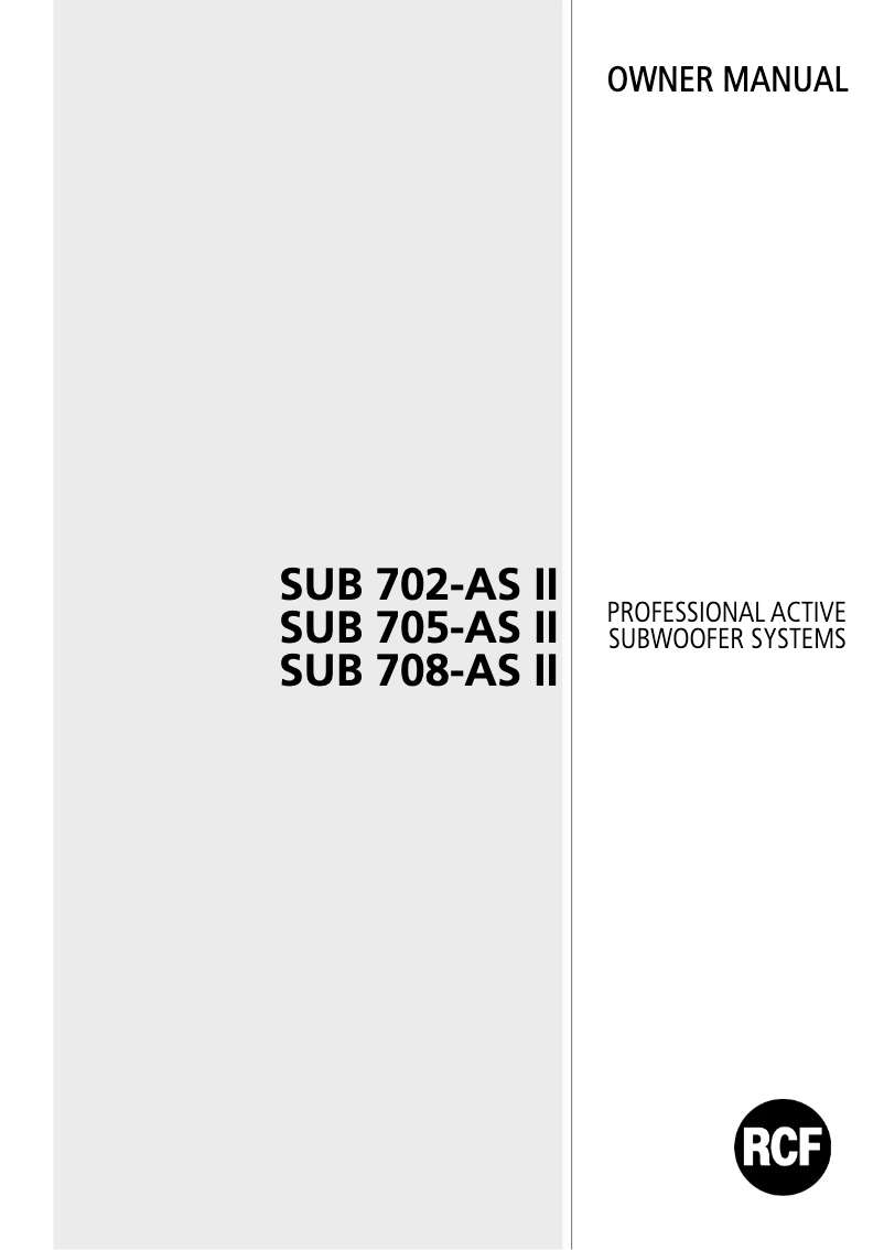 Image de la première page du manuel de l'appareil SUB 708-AS II