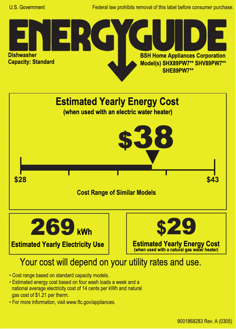 Page n°1 - Label énergétique Bosch SHX89PW75N